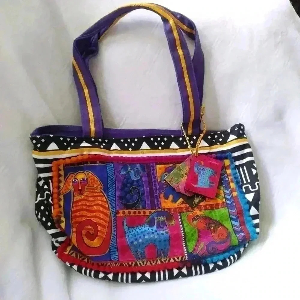 Laurel Burch Dog Tails Patchwork Medium Tote 5210… - image 2